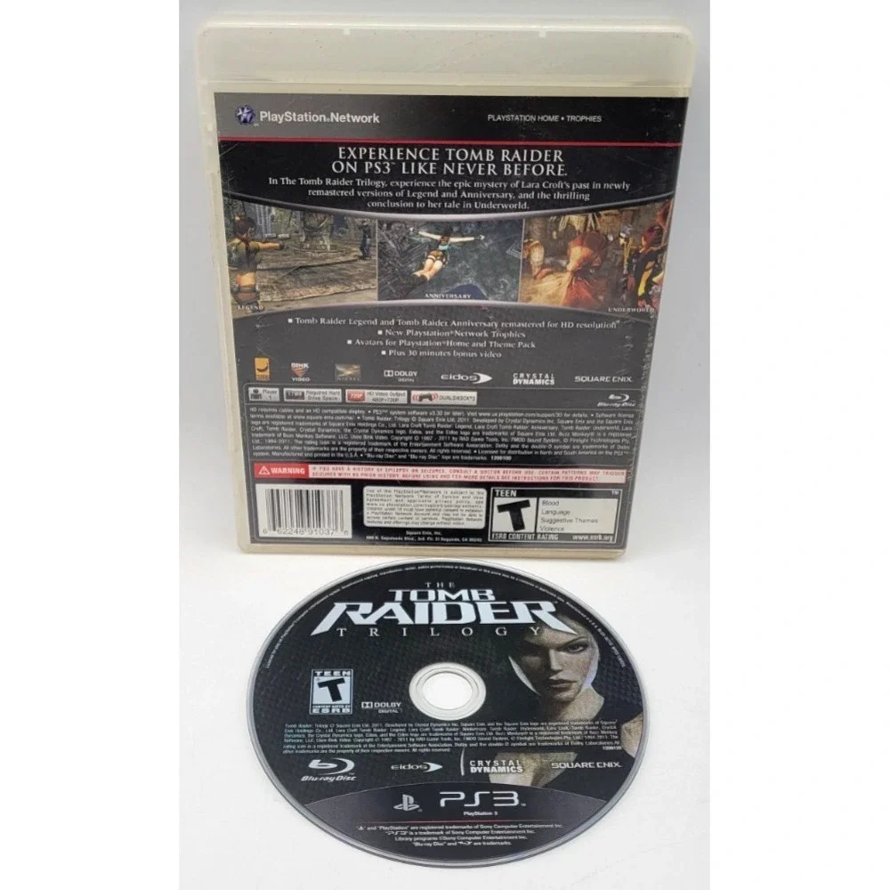 Tomb Raider: Trilogy (Sony PlayStation 3, 2011) GAME & CASE